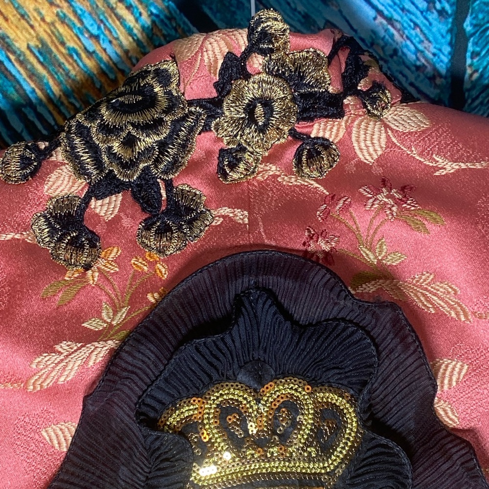 Refash Studios Upcycled Art Pink Button Down Gold… - image 5